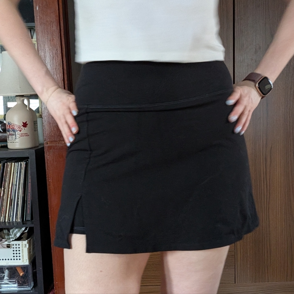 Black Athletic Mini Skort with Side Slit